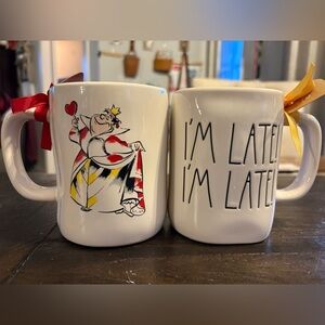 Rae Dunn Queen of Hearts and I'm Late Mug Set - White and Red